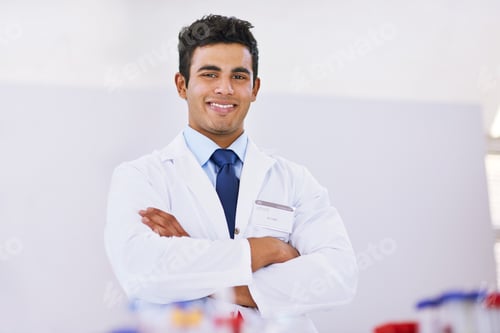 Preview: Science is its own satisfaction. Portrait of a smiling lab technician standing in a laboratory.