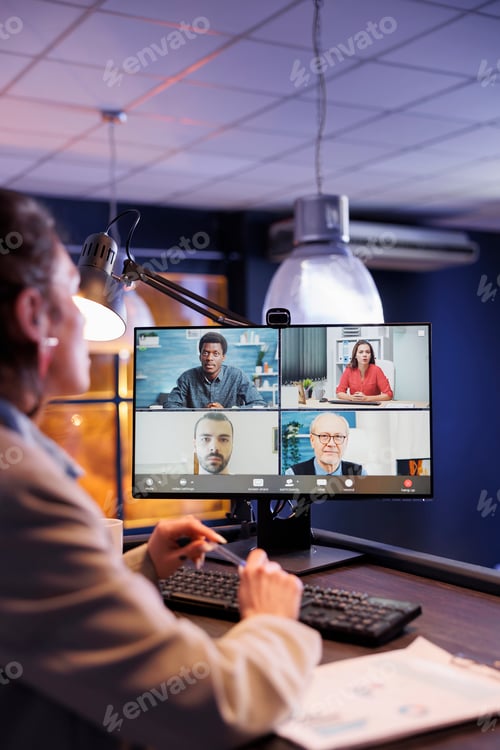 Preview: Executive manager having remote conversation with business team