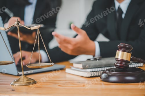 Preview: Law theme, mallet of the judge, law enforcement officers, evidence-based cases