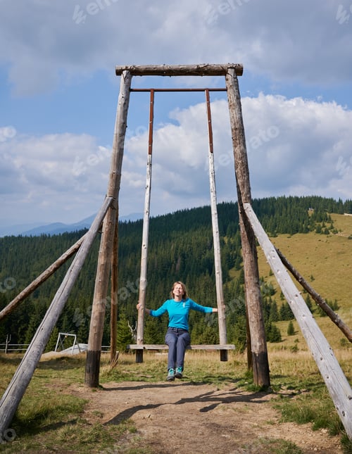 Preview: Girl having nice time on the giant swing.