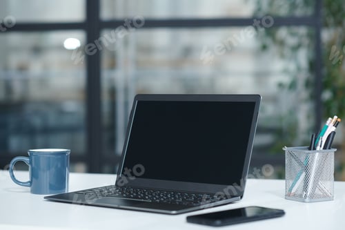 Preview: Workplace of business person with laptop