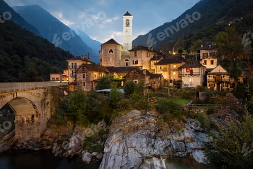 Preview: Lavertezzo in Switzerland at night