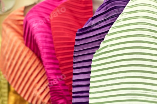 Preview: Close up of colorful Thai traditional woman clothing near Wat Arun temple, Bangkok, Thailand.