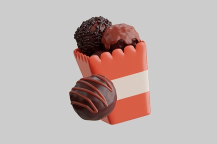 Preview: Red box with three chocolate truffles