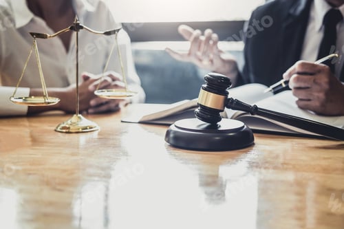 Preview: Male lawyer or Counselor working in courtroom have meeting with client are consultation with
