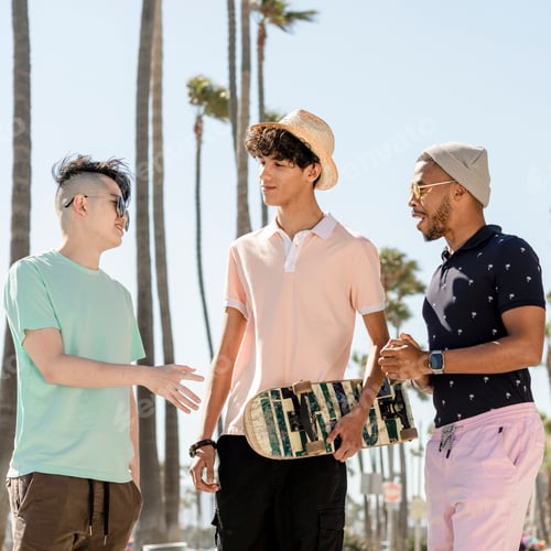 Preview: Teen boys hanging out, summer days in Venice Beach, Los Angeles