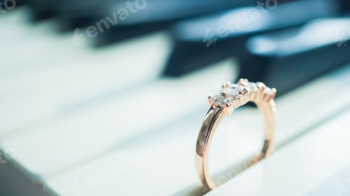 Preview: Ring And Piano For Wedding, Propose And Romantic Concept Background