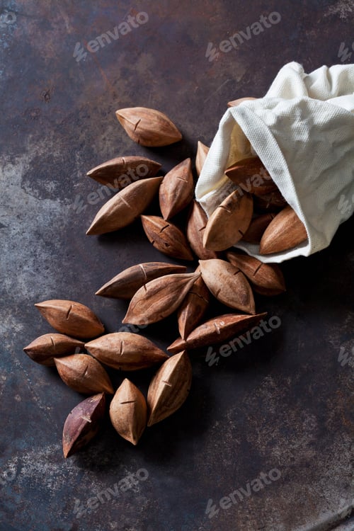 Preview: Pili nuts on rusty metal