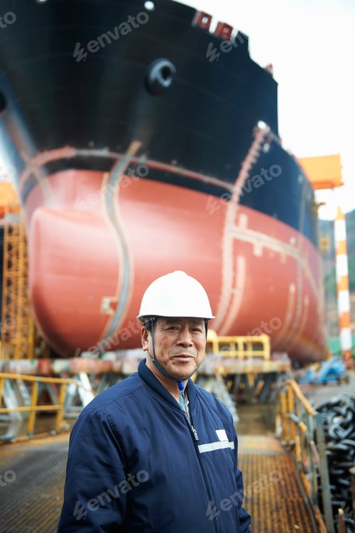 Preview: Portrait of male worker at shipyard, GoSeong-gun, South Korea