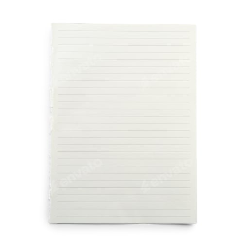 Preview: Lined notebook sheet isolated on white, top view