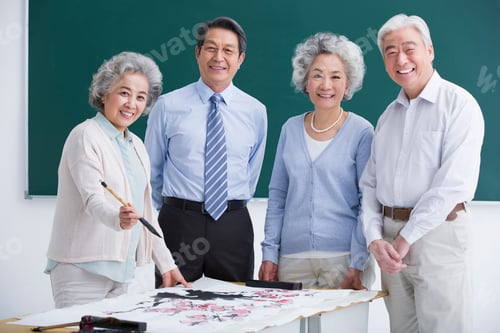 Preview: Senior adults having art class at school