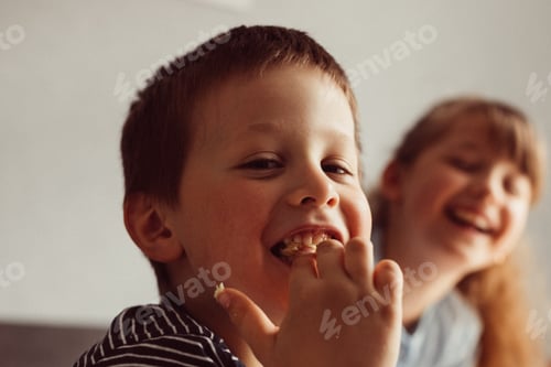 Preview: Cheerful children. Children are cooking