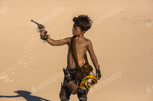 Preview: Post-apocalyptic Boy Outdoors in Desert Wasteland