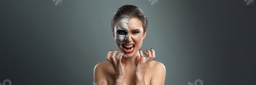 Preview: Scary Makeup with Angry Expression, Wide Banner