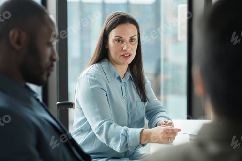 Preview: Female Business Leader in Wheelchair at Meeting