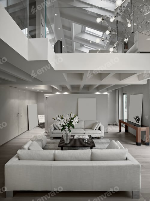 Preview: Modern Living Room in the Attic Room