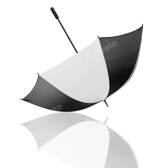 Preview: Modern Black and White Umbrella Floating with Reflection