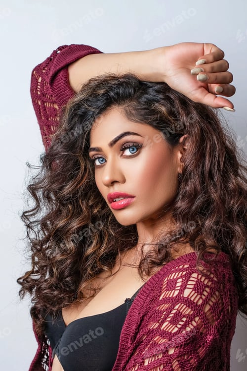 Preview: Portrait of Young woman Posing for New Year & Christmas