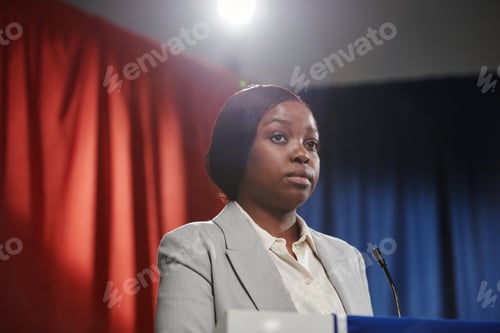 Preview: Young delegate making report for public