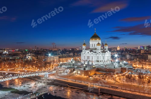 Preview: The Cathedral of Christ the Savior at night, Moscow, Russia