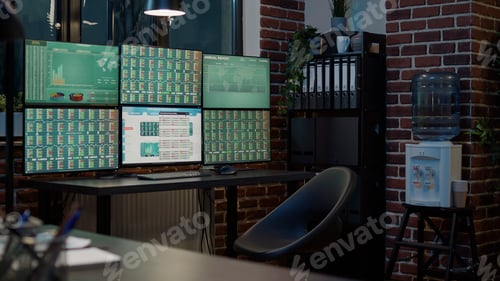 Preview: Nobody in empty space with digital stock market numbers