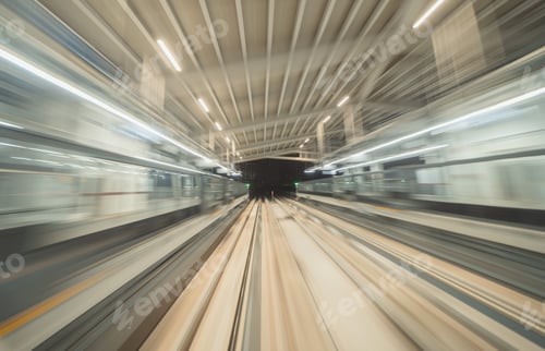 Preview: Train view on railway in transportation. Station terminal