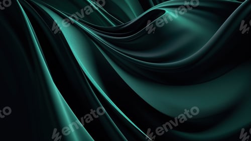Visualização: Design abstrato de ondas de seda verde, criando uma estética visual fascinante