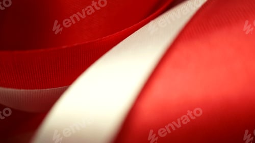 Preview: Red And White Ribbons In Blurred Style On Craft Paper For Christmas And New Year Background