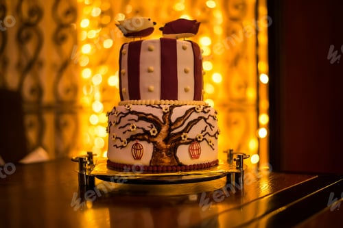 Preview: Wedding cake with a picture of a tree