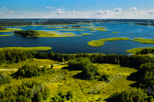 Preview: Top view of the Snudy and Strusto lakes in the Braslav lakes National Park, the most beautiful lakes
