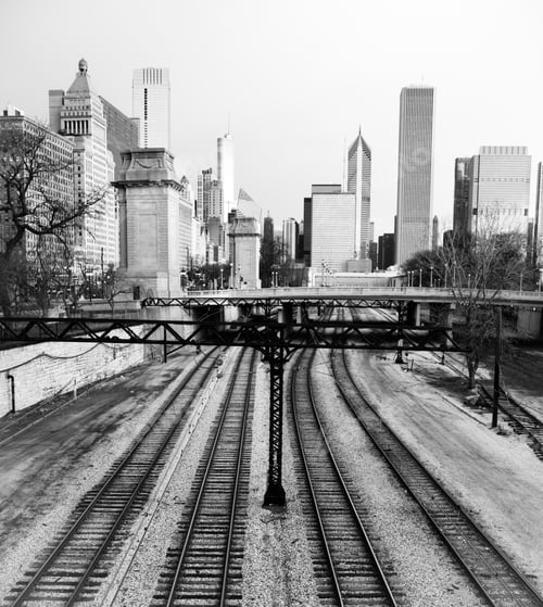 Preview: Mass Transit Rails Central Chicago Illinois Downtown City Skyline