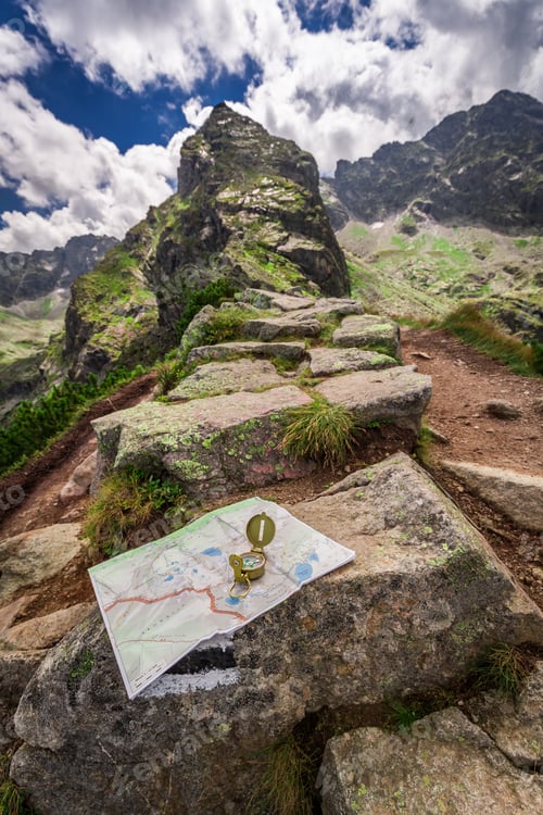 Preview: Orientation in mountains with compass and map, Poland, Europe
