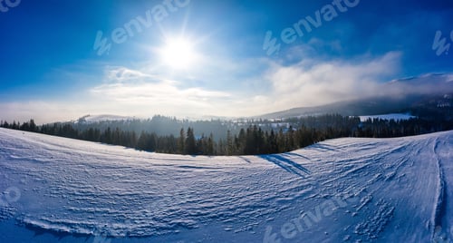 Preview: Magical winter panorama of beautiful snowy slopes