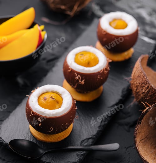 Preview: coconut desserts with mango top view