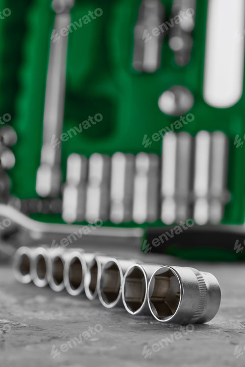 Preview: Set of spanners closeup, nobody, instrument