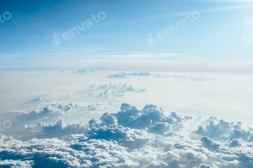 Preview: View from airplane window to see Sky in the morning.