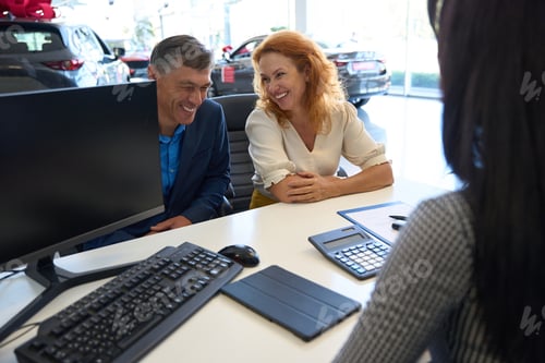 Preview: Happy couple gets a consultation in a car dealership