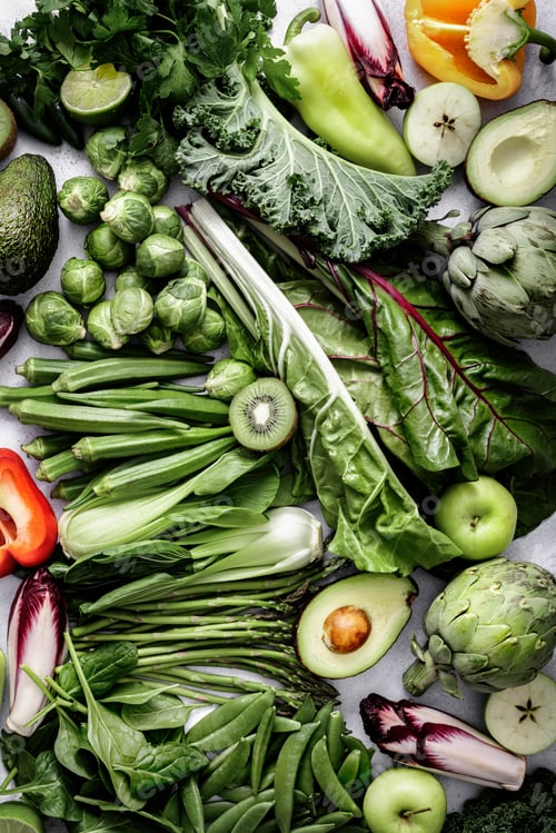 Preview: Fresh vegetables flat lay healthy lifestyle
