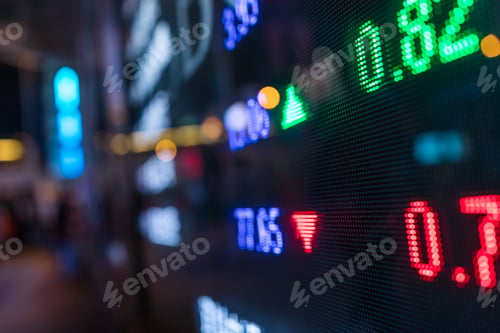 Preview: Stock market display in the city at night