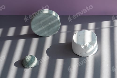 Preview: Grey and white plaster podiums of different sizes for the presentation of your products