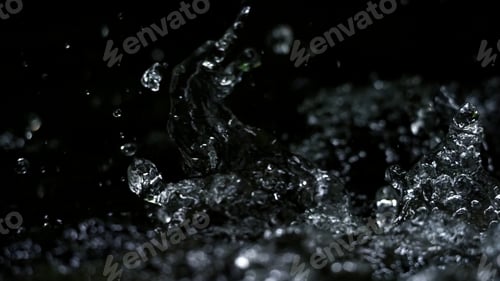 Preview: High speed blurry images of water splashing on black background