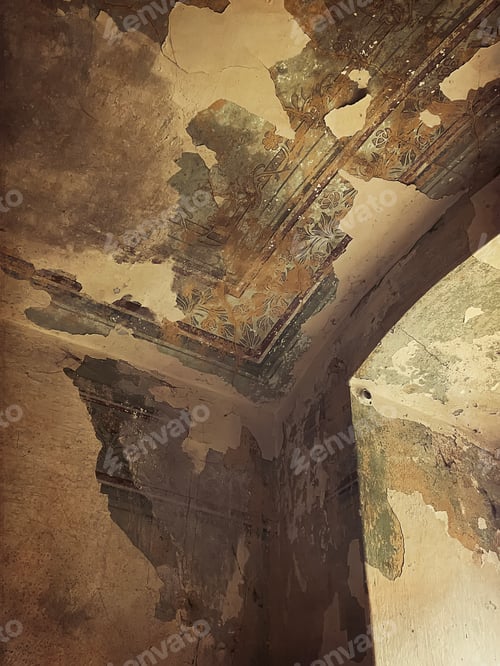 Preview: closeup view on wallpapper of an abandoned house.