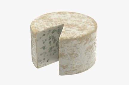 Vista previa: Rueda de queso azul danés con sección cortada