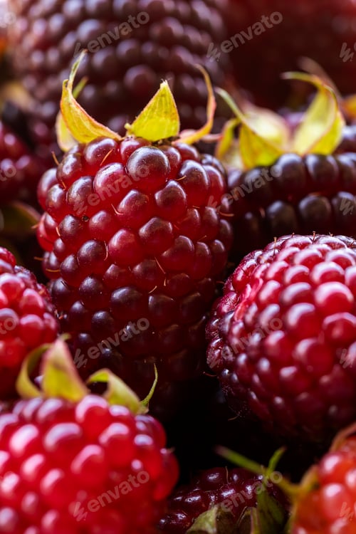 Preview: Fresh Ripe Blackberries Close Up with Natural Texture