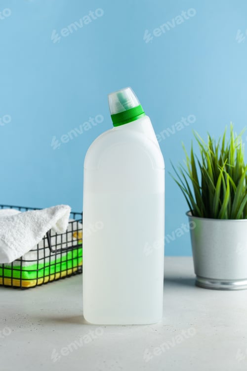 Preview: Detergent, disinfectant on a blue background. The concept of cleaning, General cleaning,