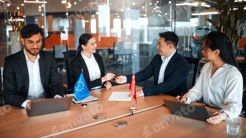 Preview: Diplomatic negotiations between countries in the office
