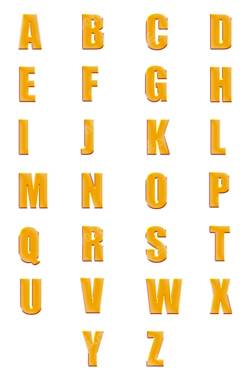 Preview: 3d illustration golden fonts set or collection isolated