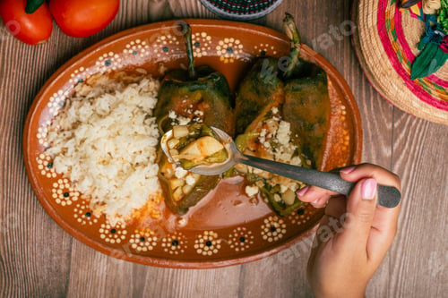 Preview: Stuffed peppers, typical mexican food. Food to celebrate Cinco de Mayo.