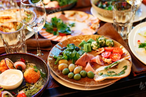 Preview: Close up of food on plate at restaurant