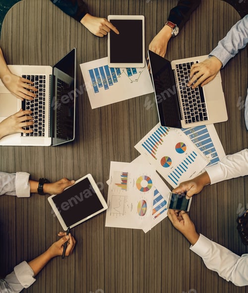 Preview: Top view of Business People Group on a Meeting in the modern office